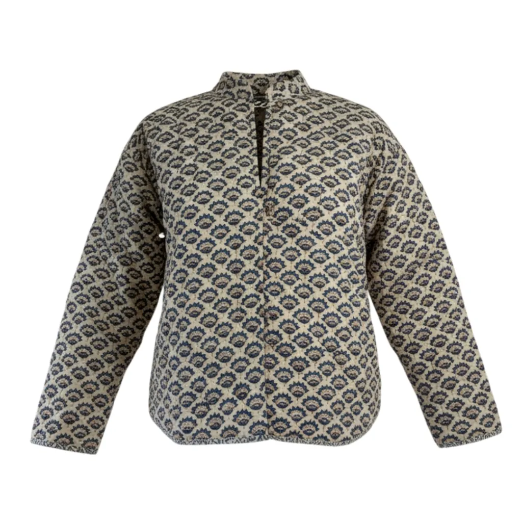 Quilted Jasje 5 | Blauw grijs & Bloem