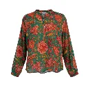 Blouse 3 | Blockprint | Groen met oranje rode bloemen