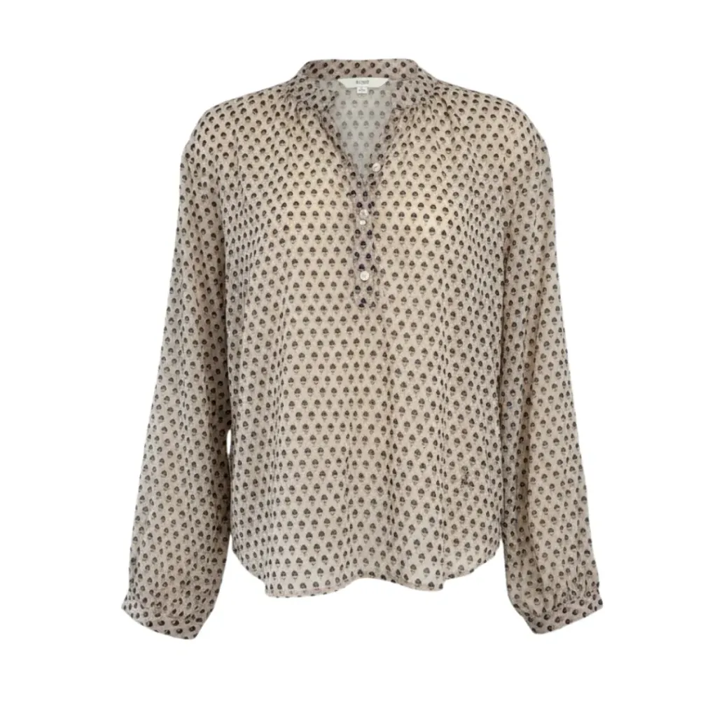 Blouse 4 | Blockprint beige blauwe bloem (s)